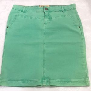 Anthropology Green Holding Horses “Refreshing” Denim Pencil Skirt Size 27